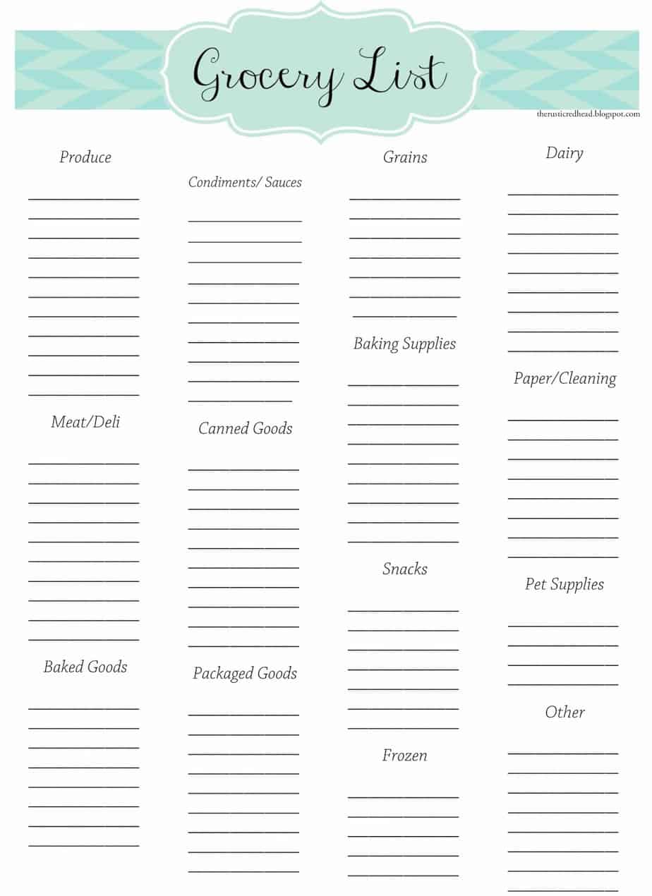 cute free printable grocery list