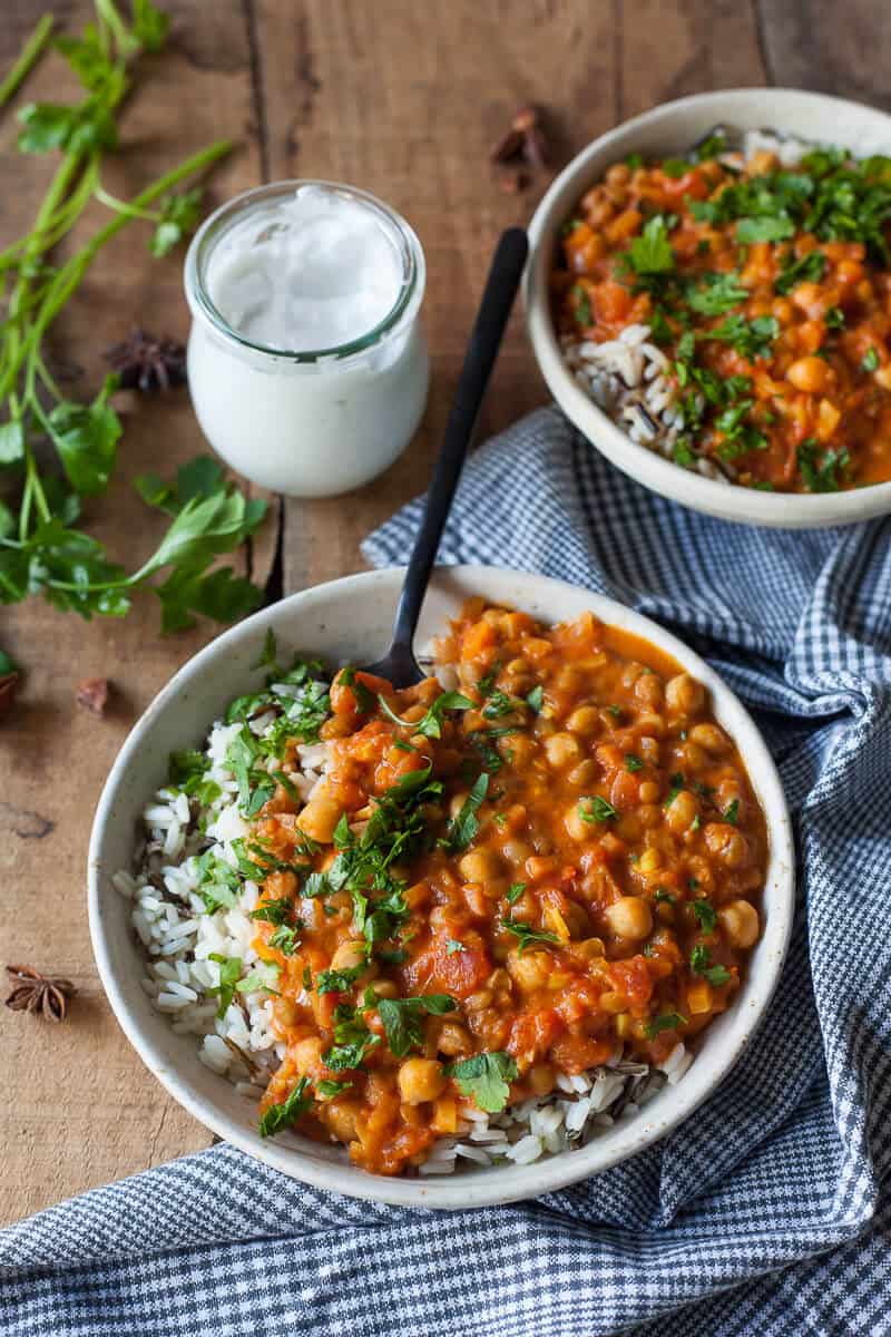 Hearty Vegan meal prep lentil and coconut curry